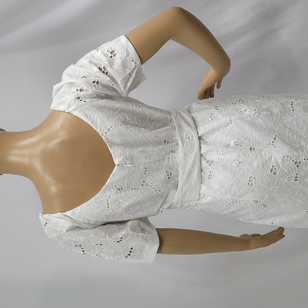 Ann Taylor Women's White Eyelet Puff Sleeve Midi Dress - Picture 13 of 17